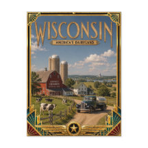 Arte Deco Vintage da Era de Ouro de Wisconsin