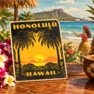 Cartão Postal Arte Deco Vintage Honolulu, Turismo de Viagem no H