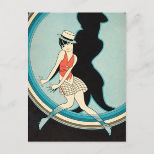 Cartão Postal Arte Deco Vintage - Para Todos - Flapper no Palco
