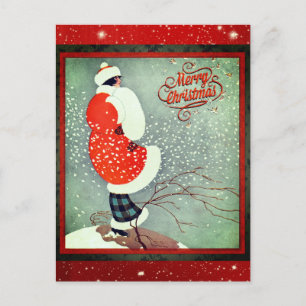 Cartão Postal Arte Deco Vintage Retro Senhora de Natal