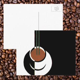 Cartão Postal Arte Deco Vintage, Xícara de Café com Vapor