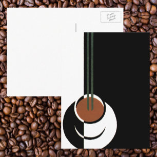 Cartão Postal Arte Deco Vintage, Xícara de Café com Vapor