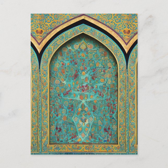 Cartão Postal Arte digital baseada no mural tiled persa (Frente)