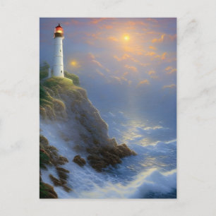 Cartão Postal Arte digital do farol do Guiding Light Cliff
