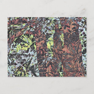 Cartão Postal Arte digital do padrão floral com árvore