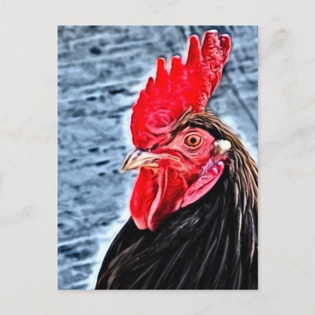 Cartão Postal Arte Digital Rooster (Frente)