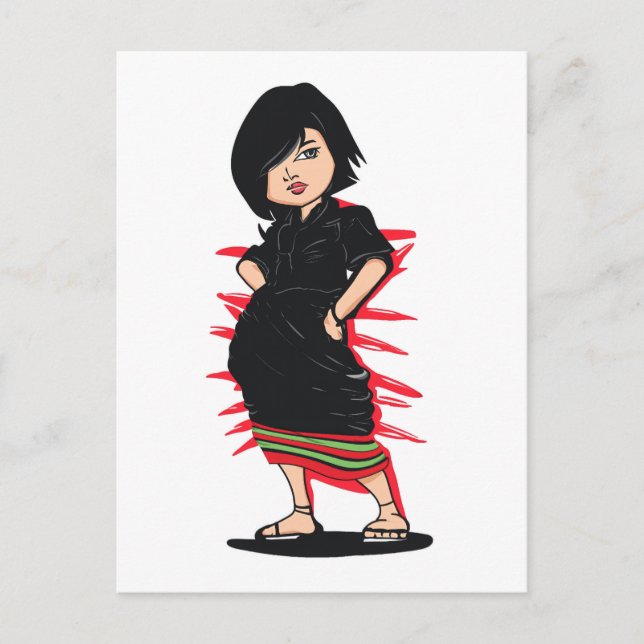 Cartão Postal Arte Digital Tribal Angami Naga Girl (Frente)