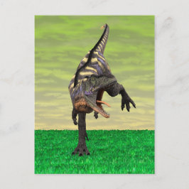 Cartão Postal Arte Divertida de Aucasaurus Rugindo Dinossauro Pr