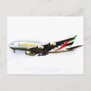 Cartão Postal Arte do A380 da Emirates Airline
