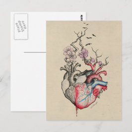 Cartão Postal Arte do amor Corações anatômicos surreais Flores V