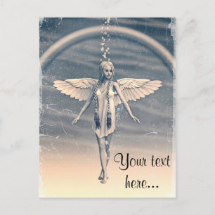 Cartão Postal Arte do Arco-íris do Anjo Guardião Vintage