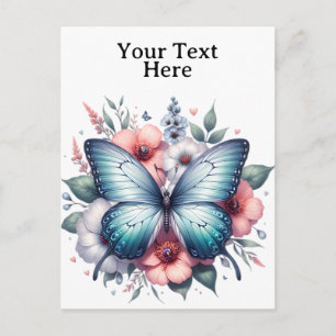 Cartão Postal Arte do Buquê Floral de Borboleta Vibrante-96283