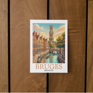 Cartão Postal Arte do Canal de Bruges Bélgica Vintage