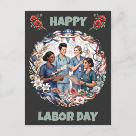 Cartão Postal Arte do Dia do Trabalho Patriótico da Equipe de En
