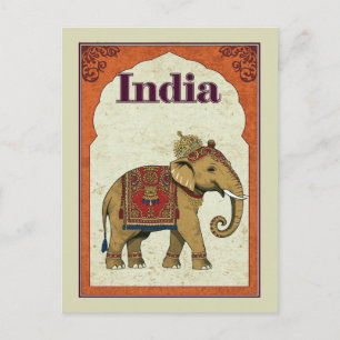 Cartão Postal Arte do Elefante Real da Índia Ilustrada