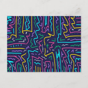 Cartão Postal Arte do Espaço Contrastada Neon