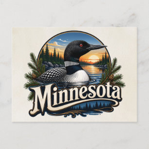 Cartão Postal Arte do Estado do Pato Mergulhão de Minnesota