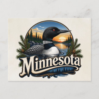 Cartão Postal Arte do Estado do Pato Mergulhão de Minnesota