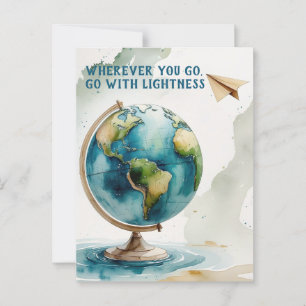 Cartão Postal Arte do Globo de Aquarela - Onde quer que você vá