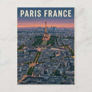 Cartão Postal Arte do horizonte de Paris França Mid-Century Mode
