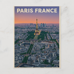 Cartão Postal Arte do horizonte de Paris França Mid-Century Mode