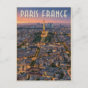 Cartão Postal Arte do horizonte de Paris França Mid-Century Mode