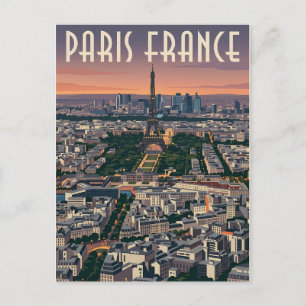 Cartão Postal Arte do horizonte de Paris França Mid-Century Mode