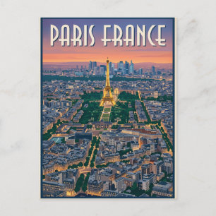 Cartão Postal Arte do horizonte de Paris França Mid-Century Mode