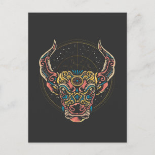 Cartão Postal Arte do Horóscopo do Signo de Touro