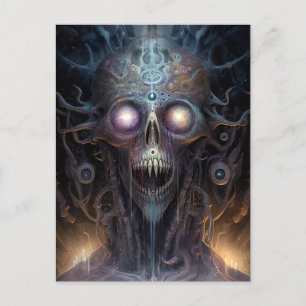 Cartão Postal Arte do Horror Gótico do Crânio Surreal