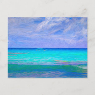 Cartão Postal Arte Do Mar Azul De Caribe