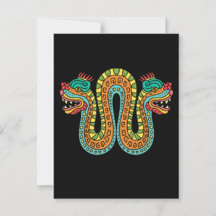 Cartão Postal Arte do México Cobra de Serpentes de Dupla Cabeça 