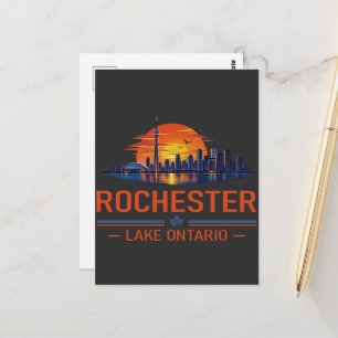Cartão Postal Arte do pôr do sol da silhueta de Rochester Lake O