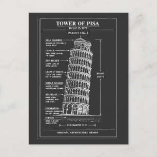 Cartão Postal Arte do Projeto da Torre Inclinada de Pisa