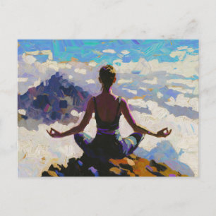 Cartão Postal Arte do Yoga: Beleza Equilibrada (Pintura a Óleo N