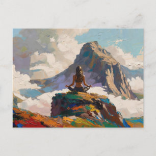 Cartão Postal Arte do Yoga: Beleza Equilibrada (Pintura a Óleo n