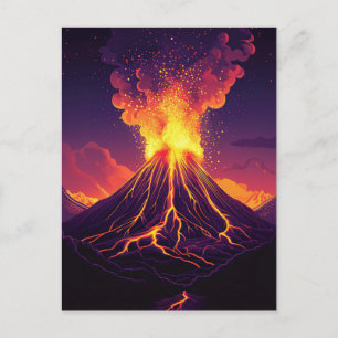 Cartão Postal Arte Dramática de Vulcão em Erupção