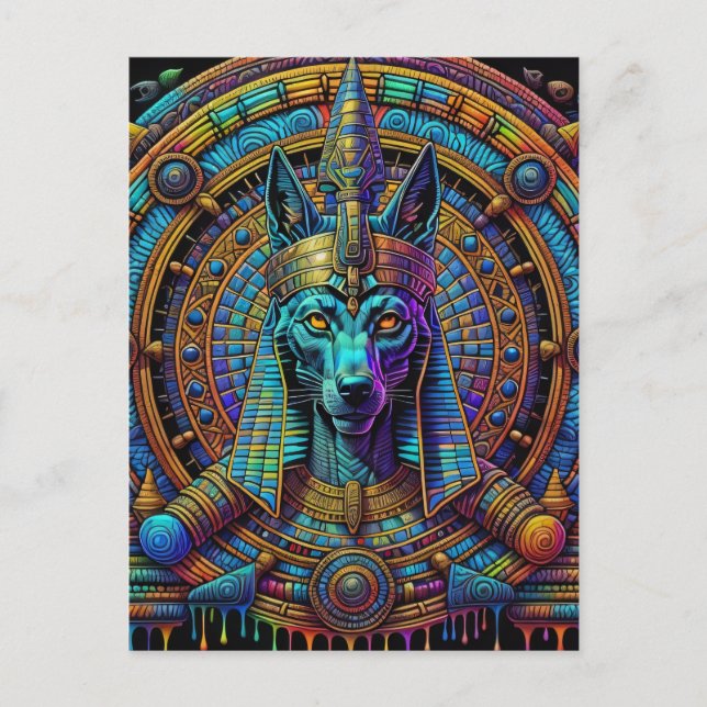 Cartão Postal Arte Egípcia Anubis (Frente)