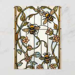 Cartão Postal Arte elegante art nouveau botânico vidro manchado