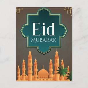 Cartão Postal Arte Elegante da Mesquita Eid Mubarak no Horizonte