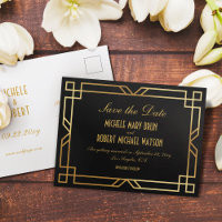 Arte elegante Deco Quadro Dourado Preto Salvar a D