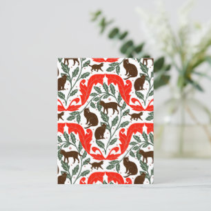 Cartão Postal Arte Elegante Nouveau Vermelho Castanho Preto Gato