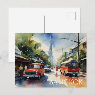 Cartão Postal arte em aquarela de Banguecoque