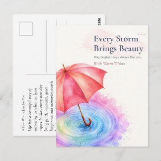 Cartão Postal Arte em Aquarela de Guarda-Chuva Pastel Ondulações