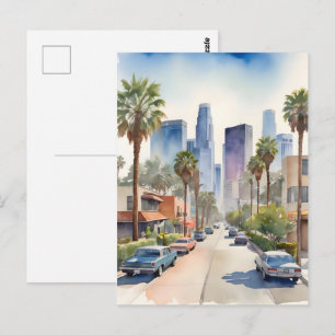Cartão Postal arte em aquarela de Los Angeles