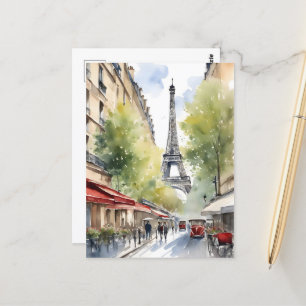 Cartão Postal arte em aquarela de Paris