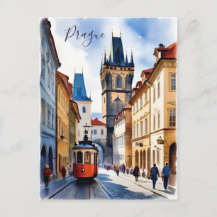 Cartão Postal arte em aquarela de Praga