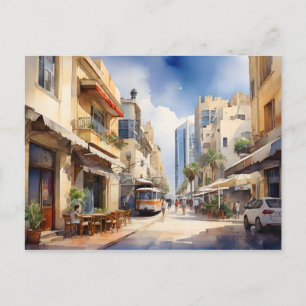Cartão Postal arte em aquarela de Tel Aviv