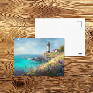 Cartão Postal Arte em Aquarela do Farol do Penhasco das Flores S