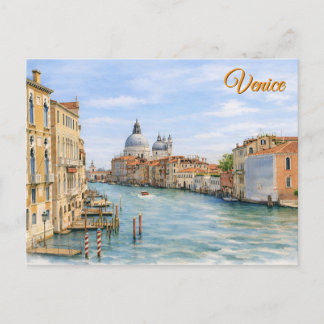 Cartão Postal Arte em Aquarela do Grande Canal de Veneza
